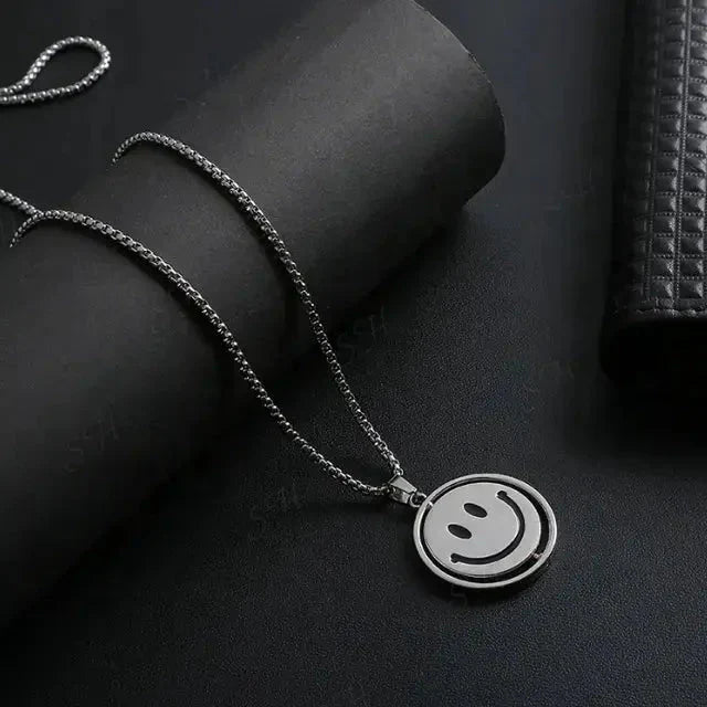 Sterling Silver Sad Face Emoji Pendant Necklace