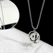 Sterling Silver Sad Face Emoji Pendant Necklace