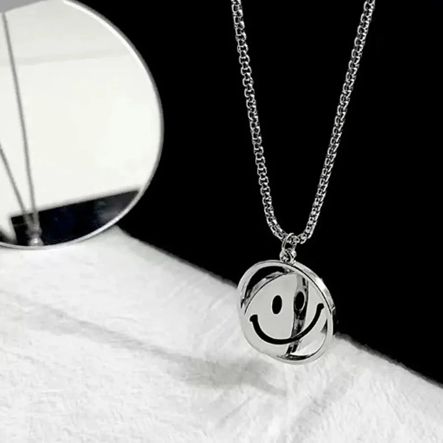 Sterling Silver Sad Face Emoji Pendant Necklace