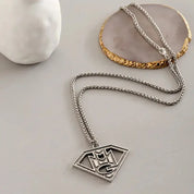Sterling Silver Shield Initial Pendant Necklace