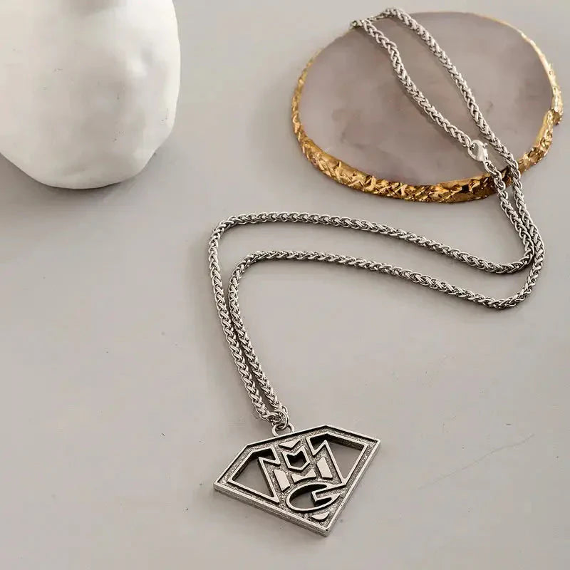 Sterling Silver Shield Initial Pendant Necklace