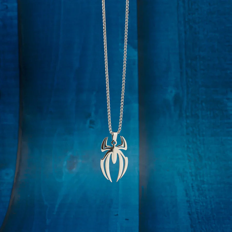 Sterling Silver Spider Symbol Pendant Chain Necklace