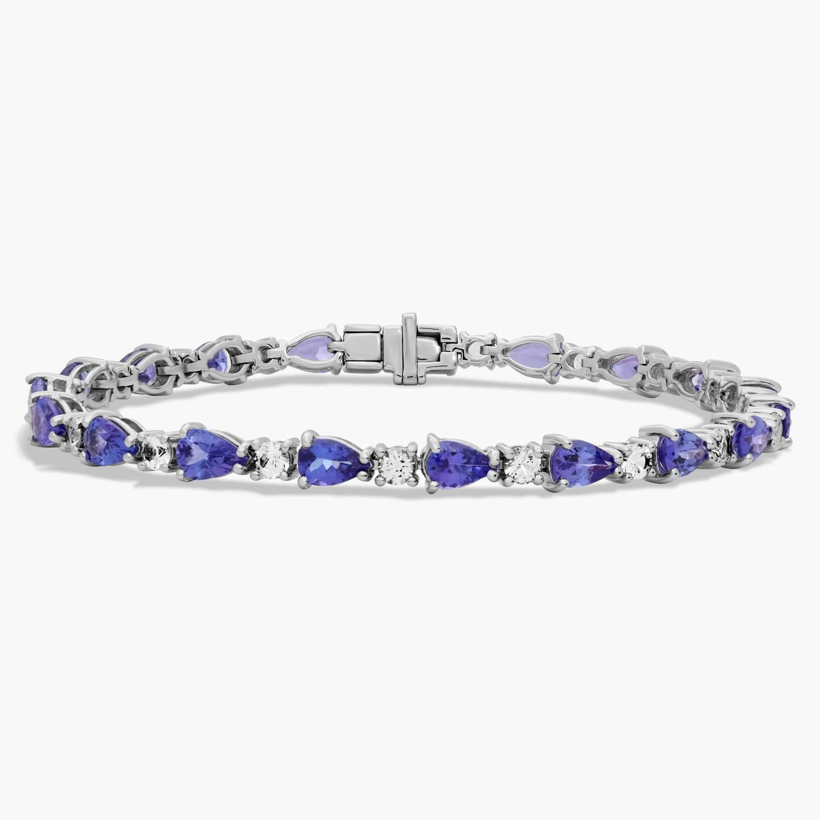 Sterling Silver Tanzanite Pear Stone Tennis Bracelet