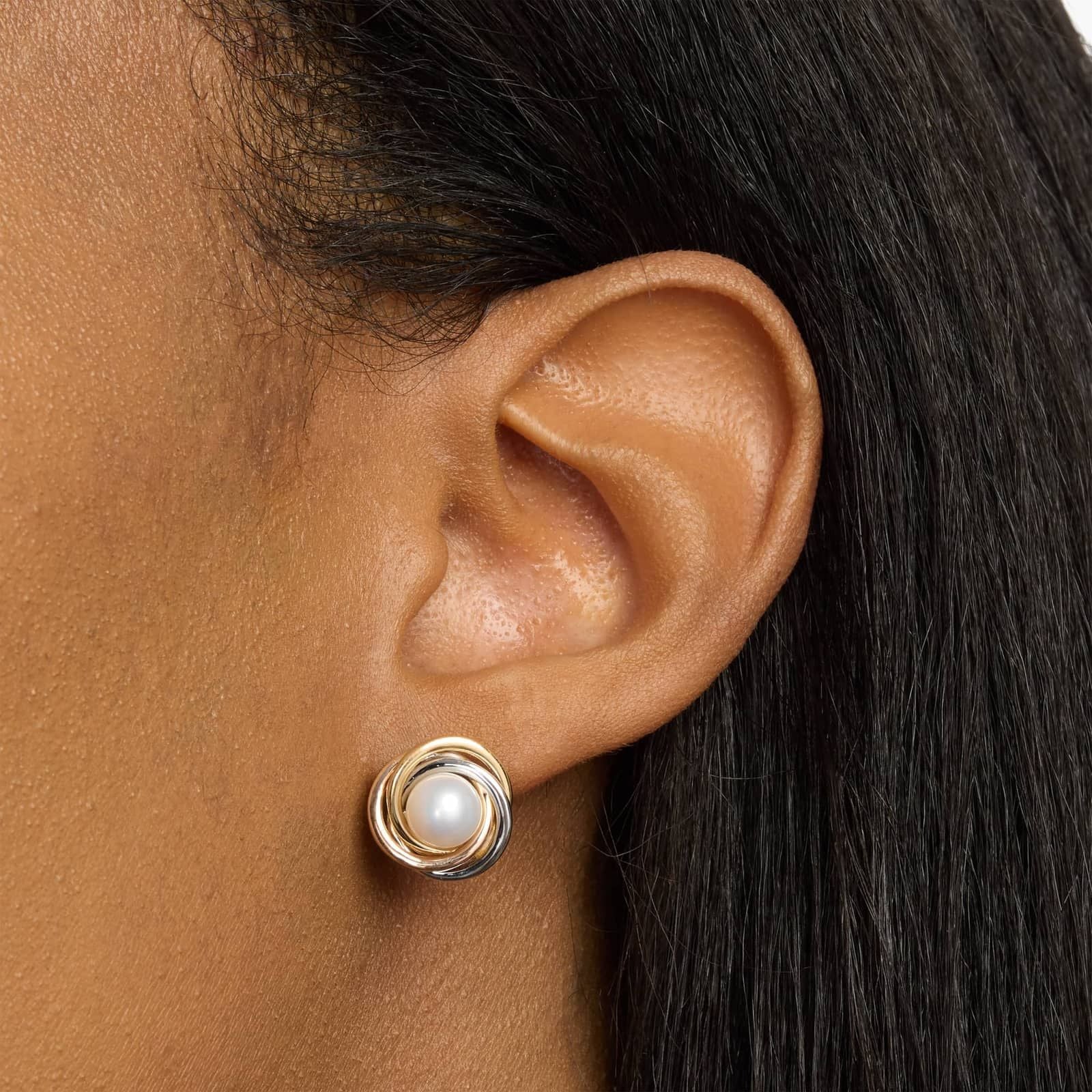 Sterling Silver Pearl Knot Stud Earrings