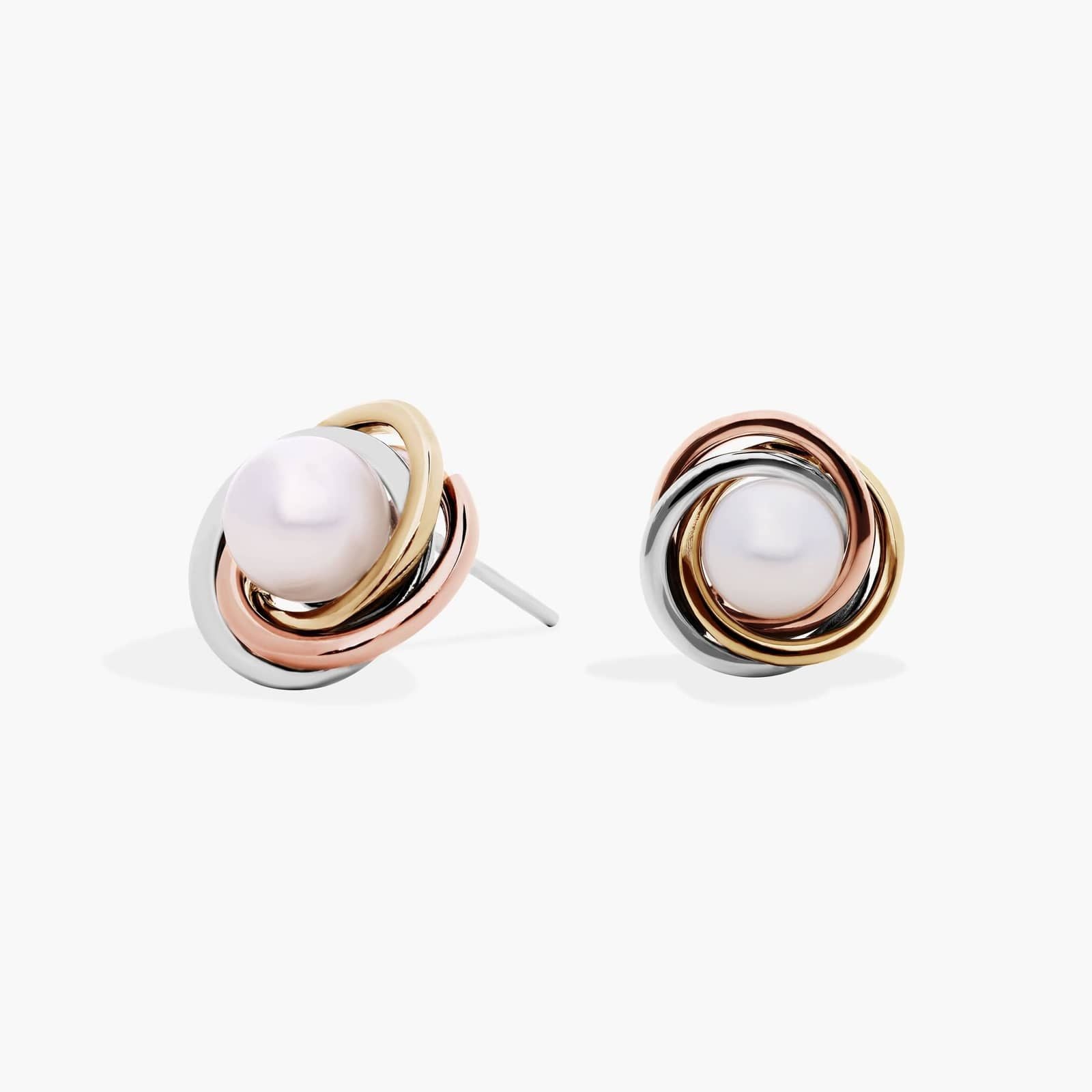 Sterling Silver Pearl Knot Stud Earrings