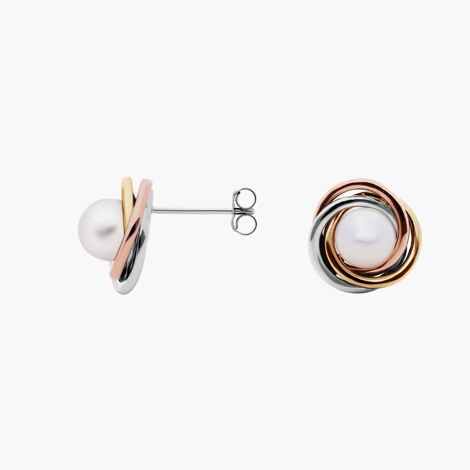 Sterling Silver Pearl Knot Stud Earrings