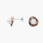 Sterling Silver Pearl Knot Stud Earrings