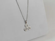 Sterling Silver Triple Spiral Triskelion Pendant Necklace