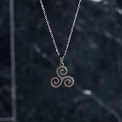 Sterling Silver Triple Spiral Triskelion Pendant Necklace