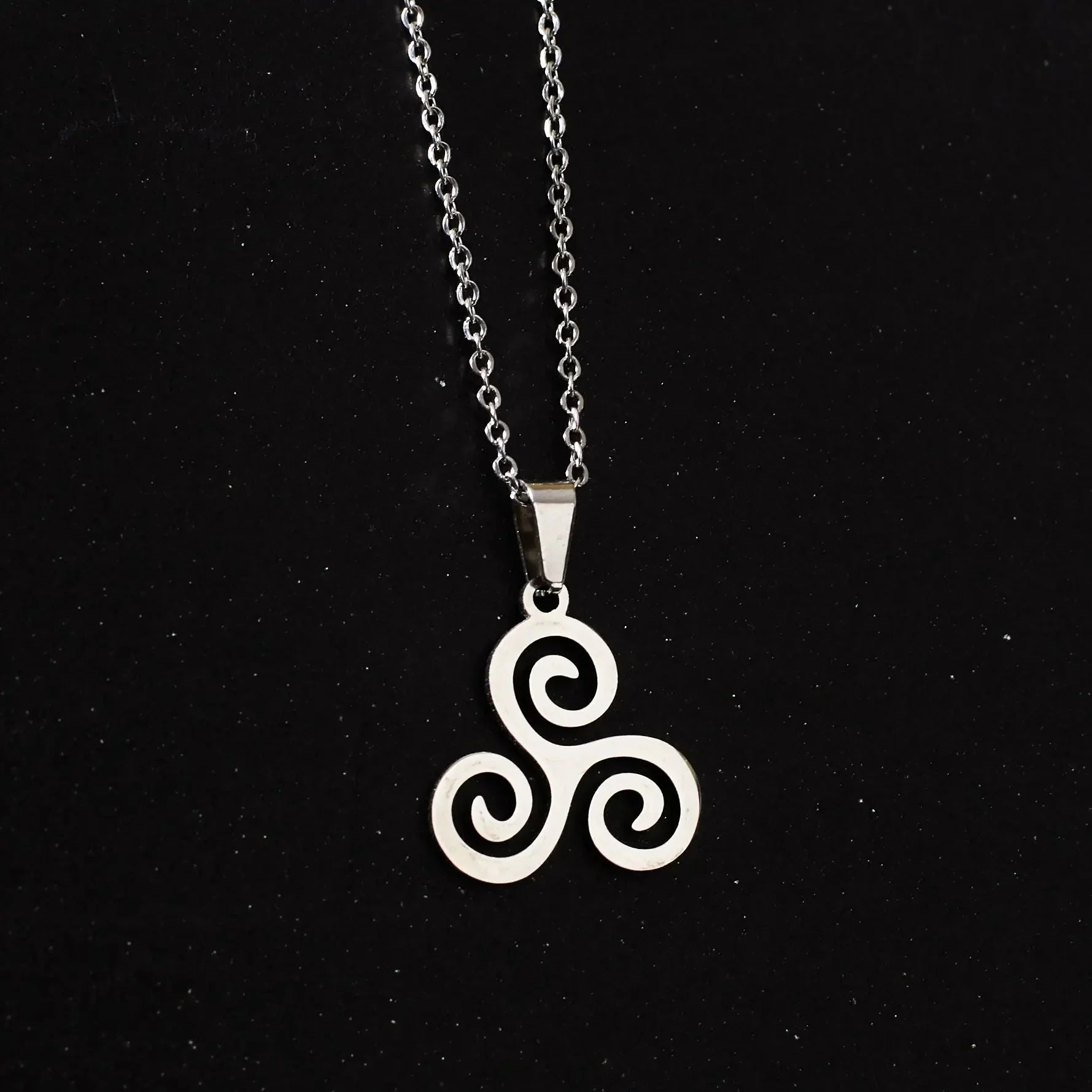 Sterling Silver Triple Spiral Triskelion Pendant Necklace