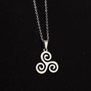 Sterling Silver Triple Spiral Triskelion Pendant Necklace