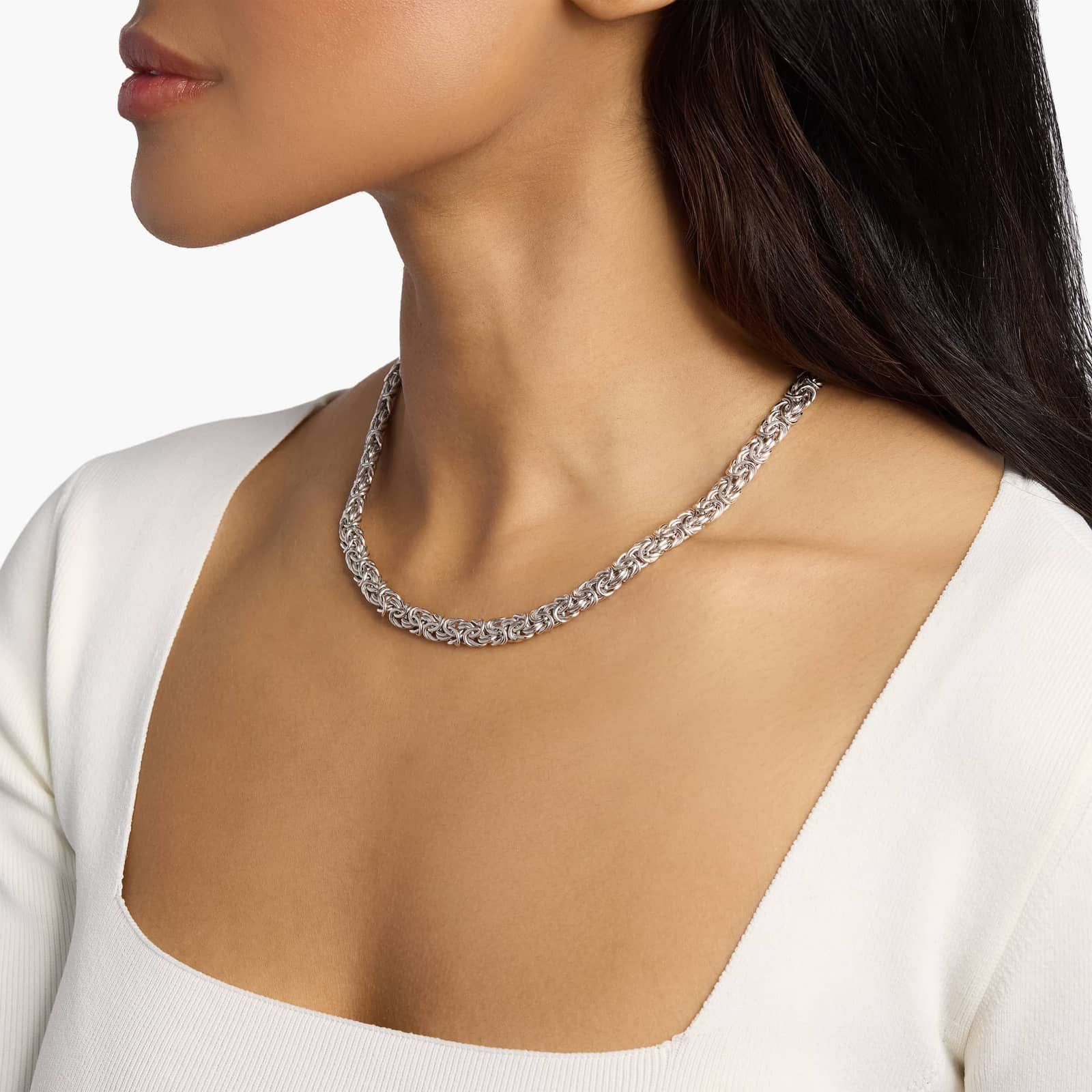 Sterling Silver Twisted Rope Chain Necklace