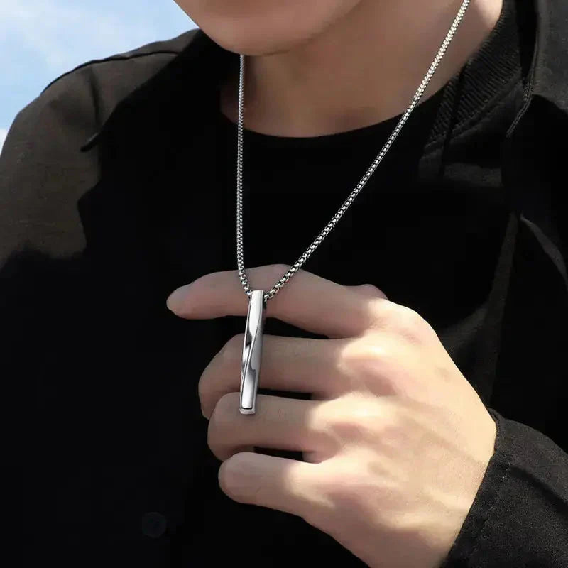 Sterling Silver Minimal Vertical Bar Pendant Necklace