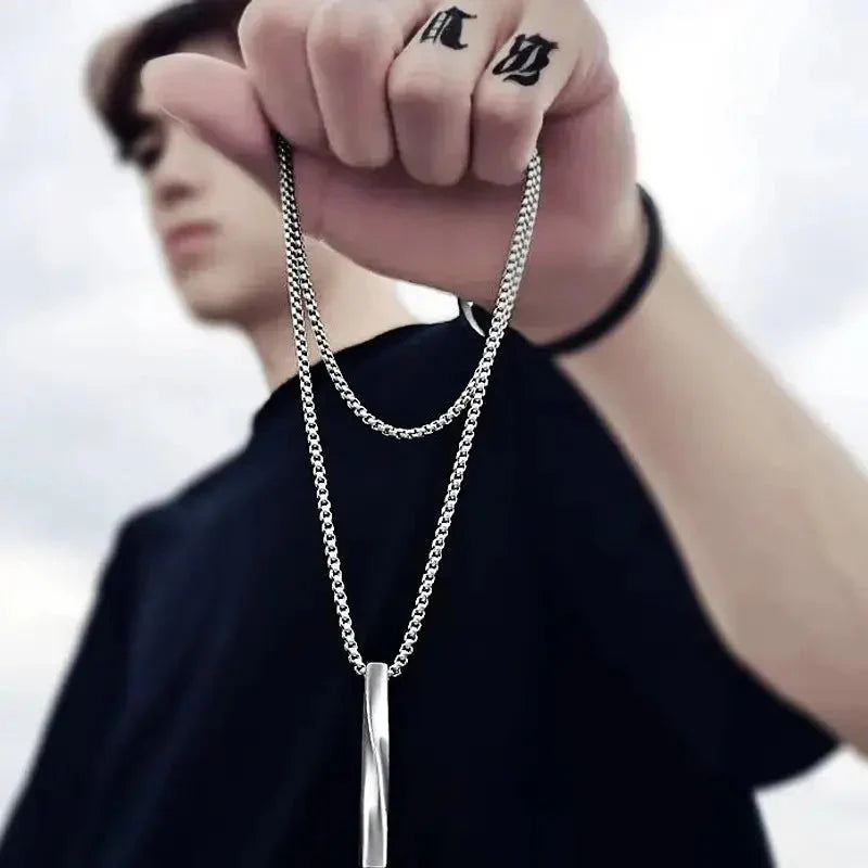 Sterling Silver Minimal Vertical Bar Pendant Necklace