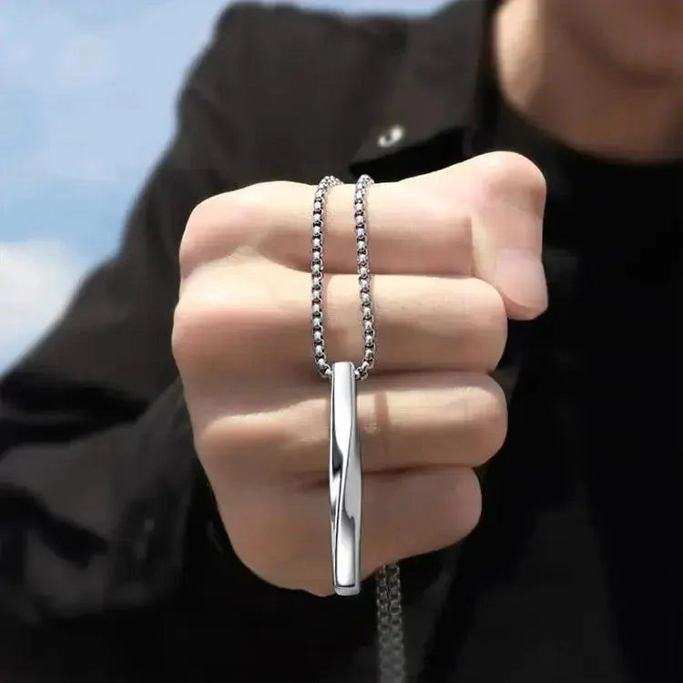 Sterling Silver Minimal Vertical Bar Pendant Necklace