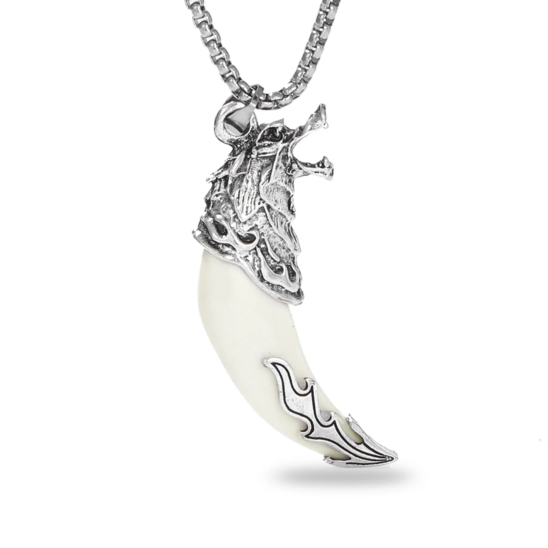 Sterling Silver Wolf Fang Pendant Necklace
