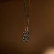 Sterling Silver Geometric Wolf Head Pendant Necklace