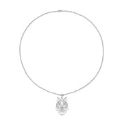 Sterling Silver Geometric Wolf Head Pendant Necklace