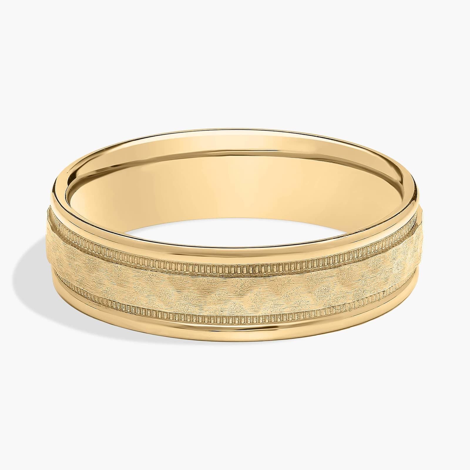 Sterling Silver Textured Milgrain Comfort Fit Band Ring
