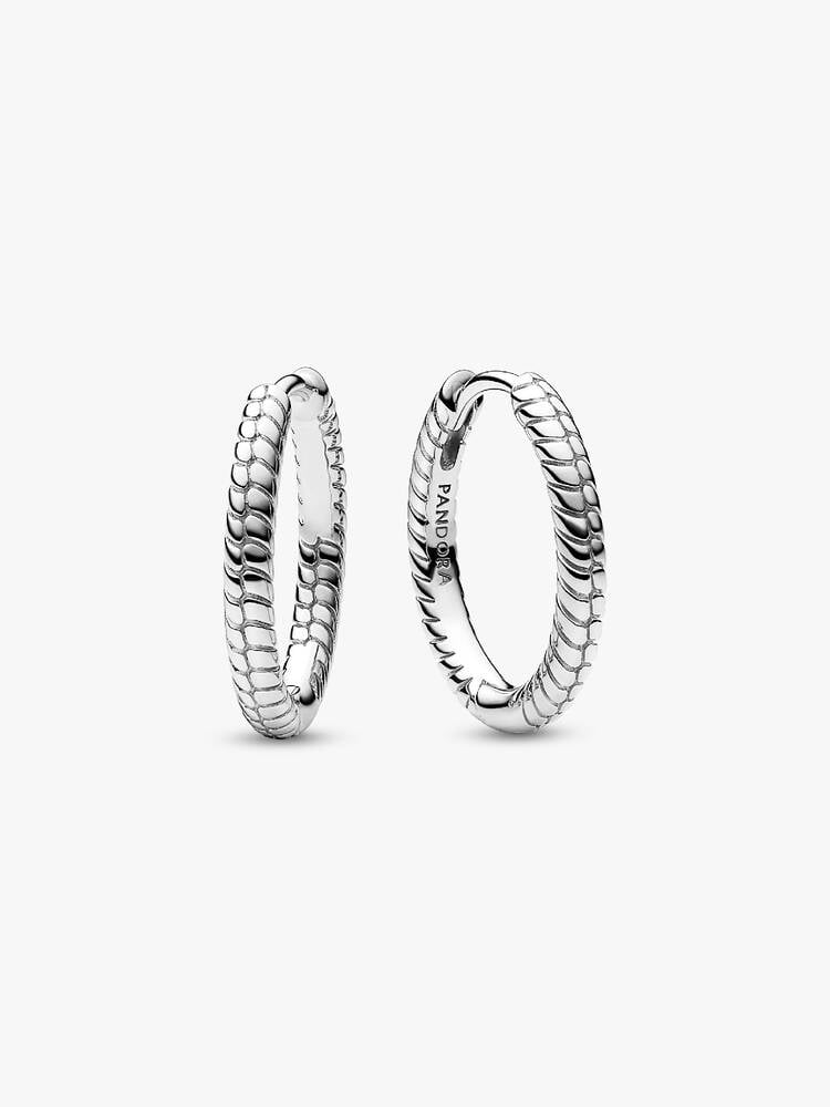 Sterling Silver Textured Hoop Earrings
