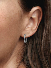 Sterling Silver Textured Hoop Earrings