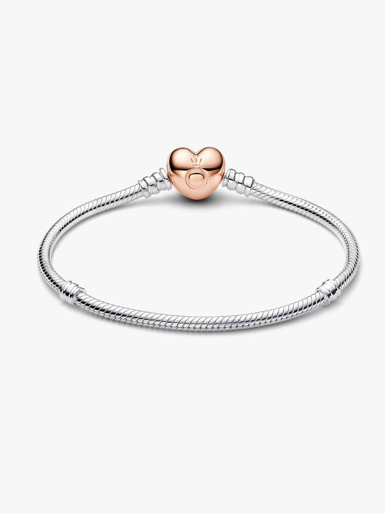 Sterling Silver Heart Clasp Snake Chain Bracelet