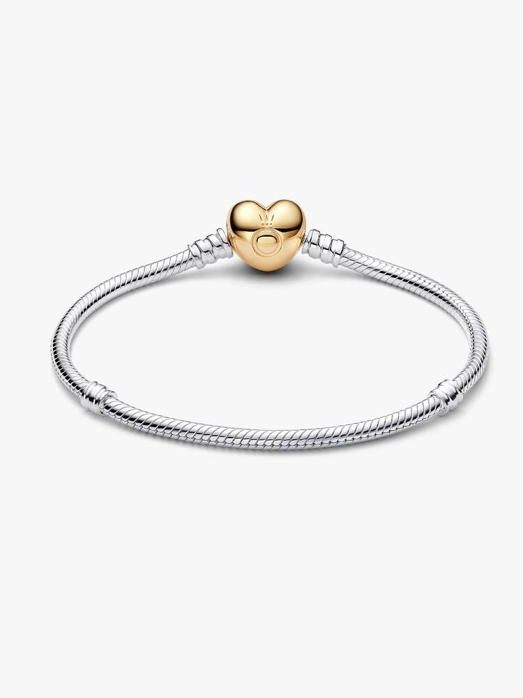 Sterling Silver Heart Clasp Snake Chain Bracelet