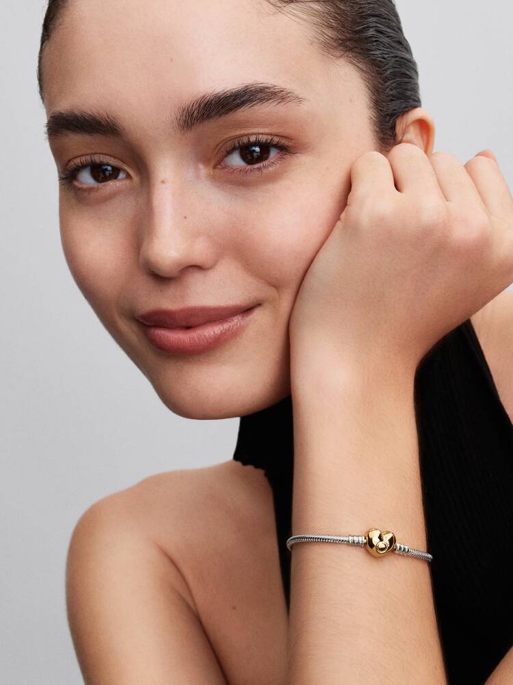 Sterling Silver Heart Clasp Snake Chain Bracelet