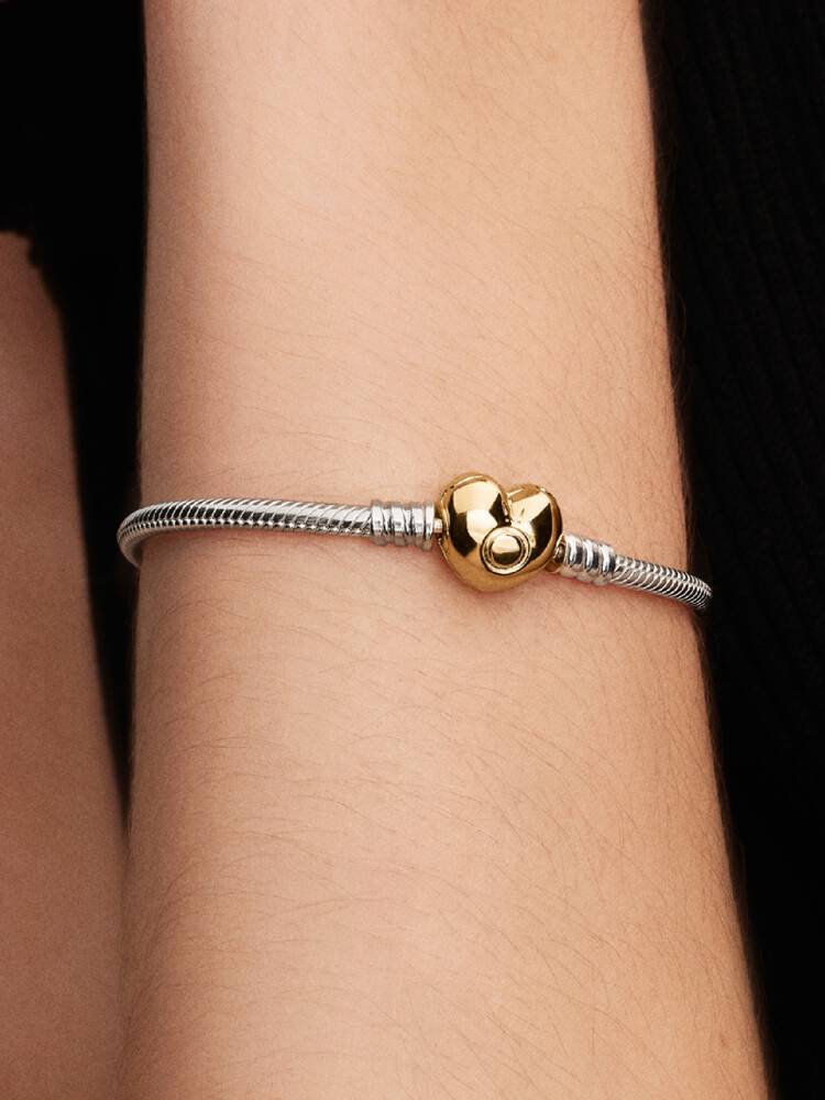 Sterling Silver Heart Clasp Snake Chain Bracelet