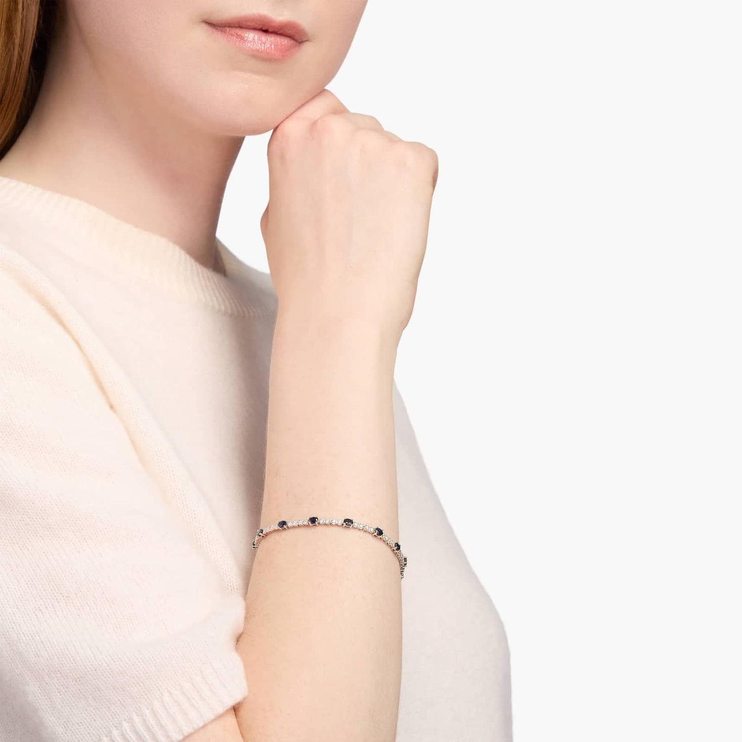 Carave Paris Blue Sapphire & Diamond Station Bracelet