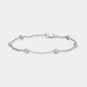 Women’s 925 Sterling Silver Double Circle Charm Chain Bracelet  Elegant & Minimal Design