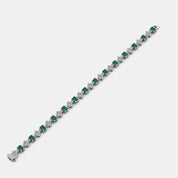 Women’s 925 Sterling Silver Emerald & Diamond Tennis Bracelet