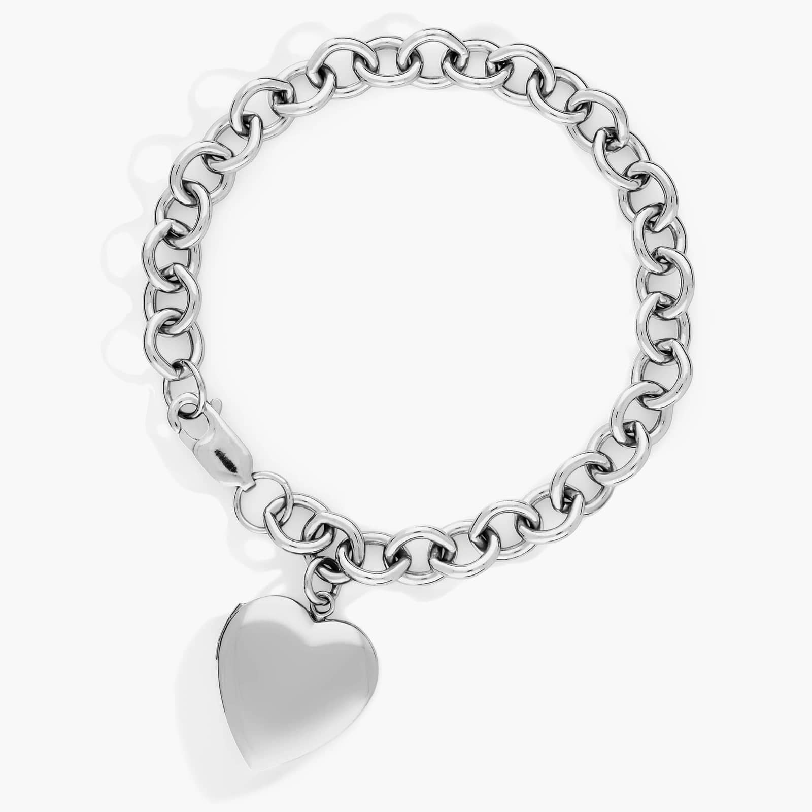 Women’s 925 Sterling Silver Heart Charm Chain Bracelet  Elegant & Romantic Design