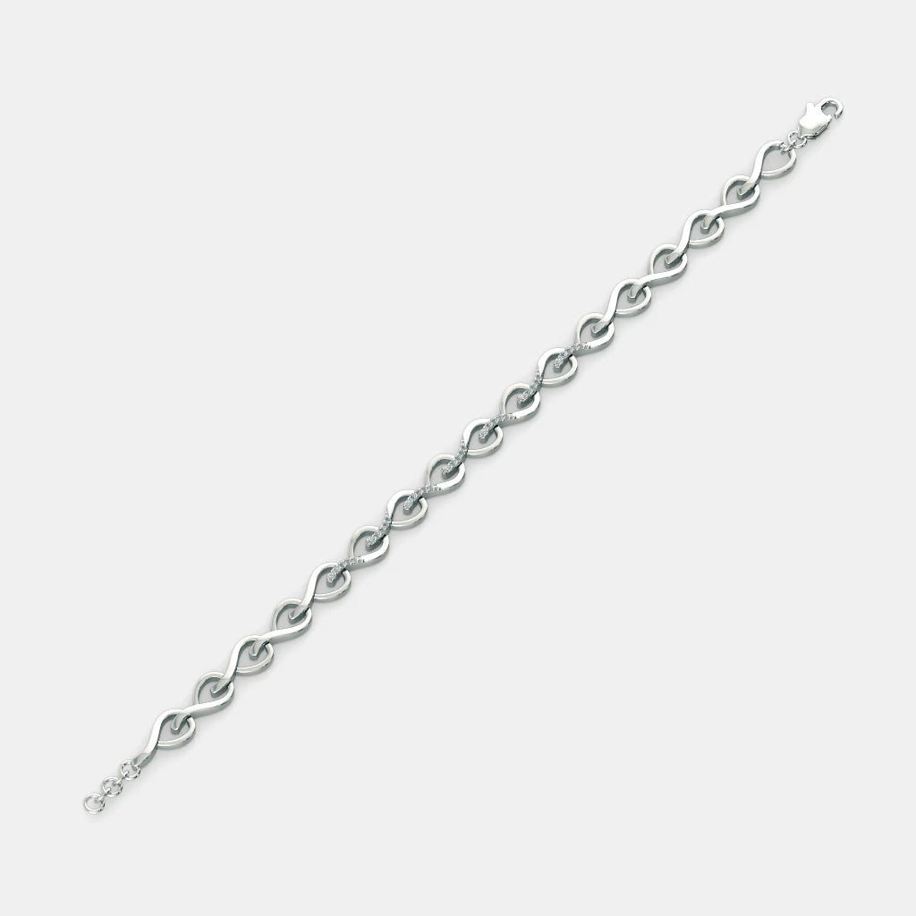 Women’s 925 Sterling Silver Infinity Link Chain Bracelet  Elegant Minimal Style